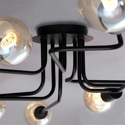 Briloner 2888-085 - Površinski montiran plafonski luster FARETTO 8xE27/60W/230V crni