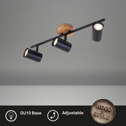 Briloner 2920-035 - Reflektorska lampa SPOTLIGHT 3xGU10/35W/230V crno
