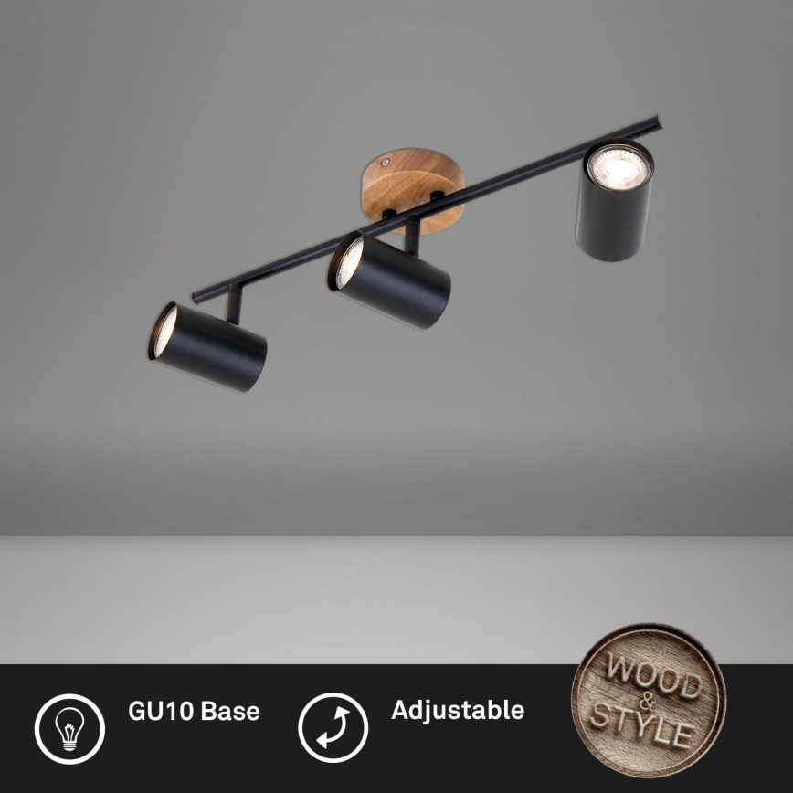 Briloner 2920-035 - Reflektorska lampa SPOTLIGHT 3xGU10/35W/230V crno