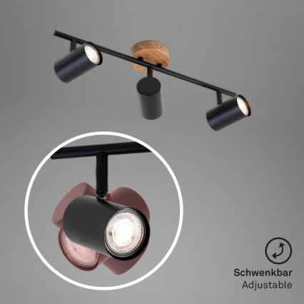 Briloner 2920-035 - Reflektorska lampa SPOTLIGHT 3xGU10/35W/230V crno