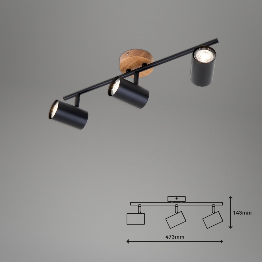 Briloner 2920-035 - Reflektorska lampa SPOTLIGHT 3xGU10/35W/230V crno