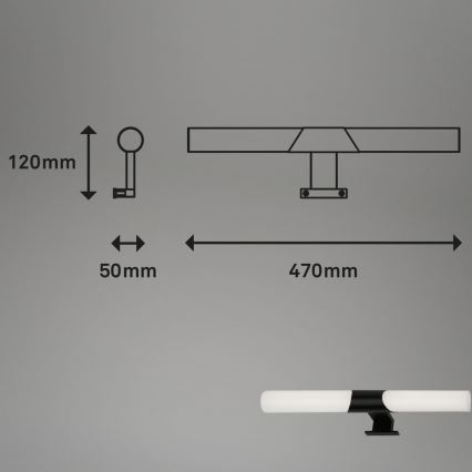 Briloner 3113-115 - LED rasveta za ogledalo u kupatilu LED/12W/230V IP44 47 cm crno