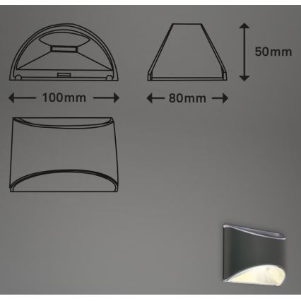 Briloner 3133015 - LED Solarna zidna rasveta LED/2W/3,7V IP44 3000K