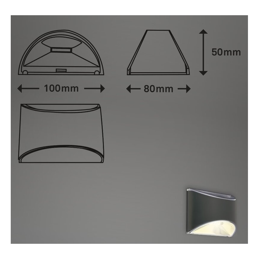 Briloner 3133015 - LED Solarna zidna rasveta LED/2W/3,7V IP44 3000K