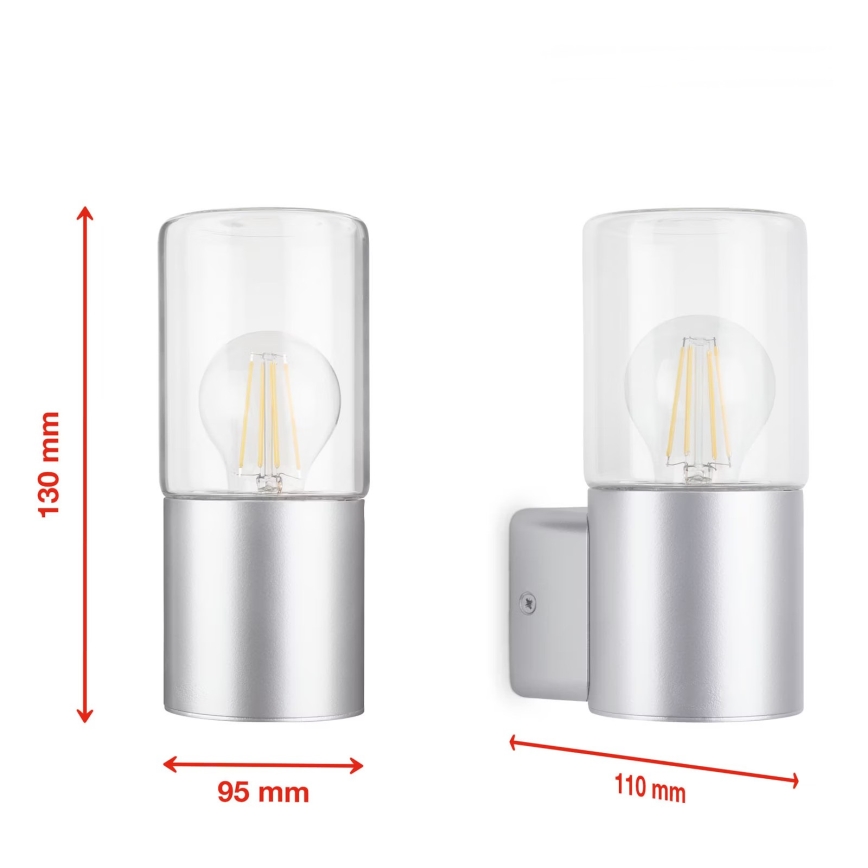 Briloner 320504TF - Spoljašnja zidna lampa 1xE27/12W/230V IP44 srebrno
