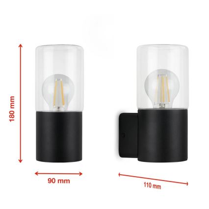 Briloner 320505TF - Spoljašnja zidna lampa 1xE27/12W/230V IP44 crno