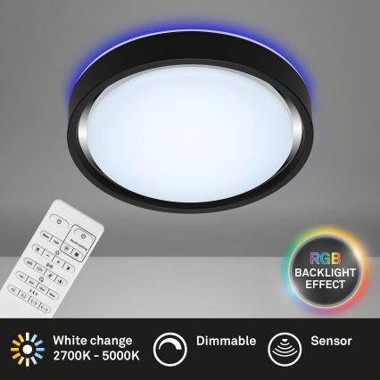 Briloner 3227-015 - LED RGB prigušiva stropna svetiljka sa senzorom TALENA LED/24W/230V crna + daljinski upravljač