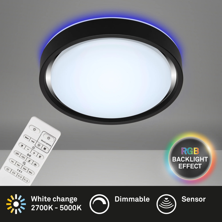 Briloner 3227-015 - LED RGB prigušiva stropna svetiljka sa senzorom TALENA LED/24W/230V crna + daljinski upravljač