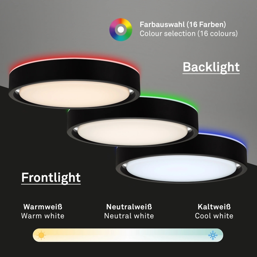 Briloner 3227-015 - LED RGB prigušiva stropna svetiljka sa senzorom TALENA LED/24W/230V crna + daljinski upravljač