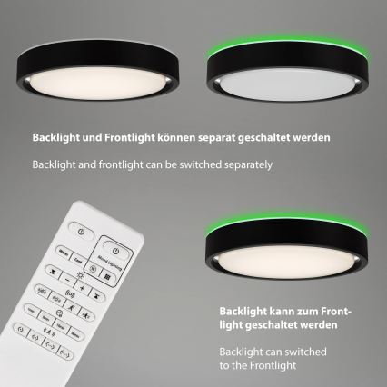 Briloner 3227-015 - LED RGB prigušiva stropna svetiljka sa senzorom TALENA LED/24W/230V crna + daljinski upravljač