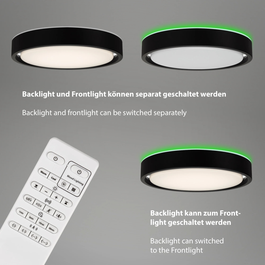 Briloner 3227-015 - LED RGB prigušiva stropna svetiljka sa senzorom TALENA LED/24W/230V crna + daljinski upravljač