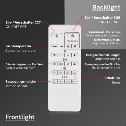 Briloner 3227-015 - LED RGB prigušiva stropna svetiljka sa senzorom TALENA LED/24W/230V crna + daljinski upravljač