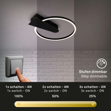Briloner 3542-015 - LED Prigušiva plafonjera NICO LED/12W/230V crno