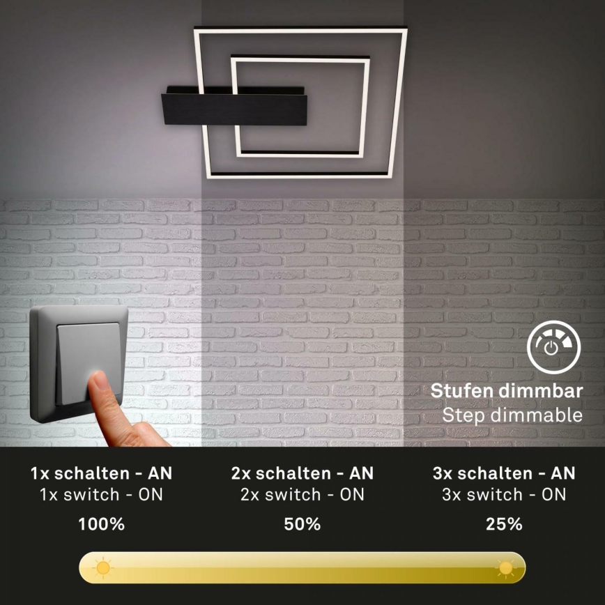 Briloner 3545-015 - LED prigušiva plafonska svetiljka NICO LED/25W/230V crna