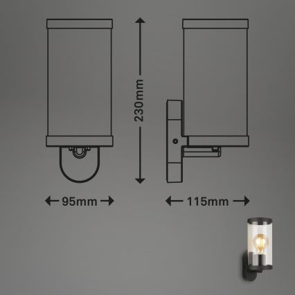Briloner 3600-015 - Spoljašnja zidna lampa KAIRO 1xE27/12W/230V IP44 crno