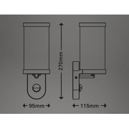 Briloner 3628-016 - Spoljašnja zidna lampa sa senzorom KAIRO 1xE27/12W/230V IP44 bela
