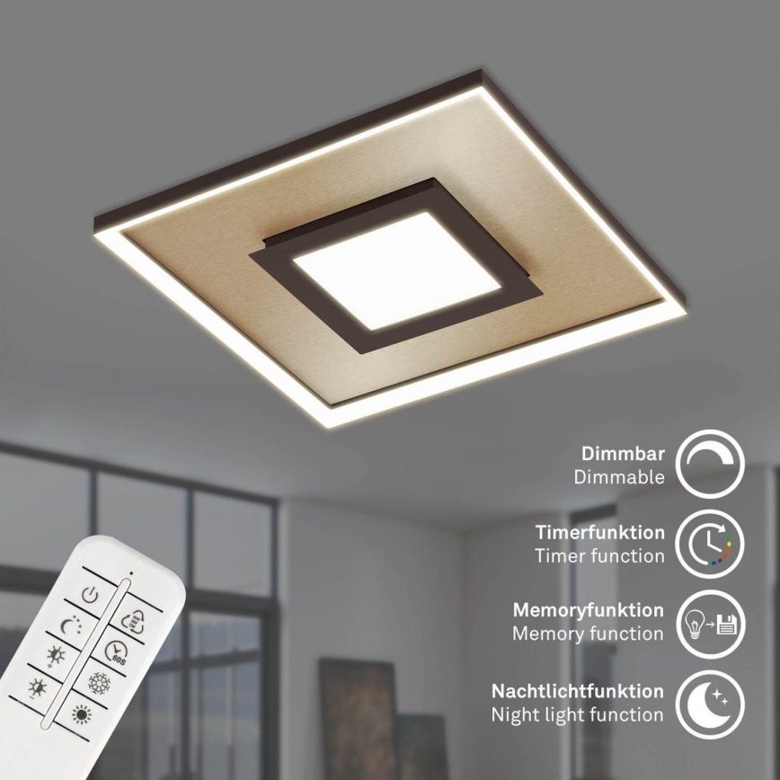 Briloner 3641-017 - LED Prigušiva plafonjera FRAME LED/30W/230V 2700-6500K zlatna + Daljinski upravljač
