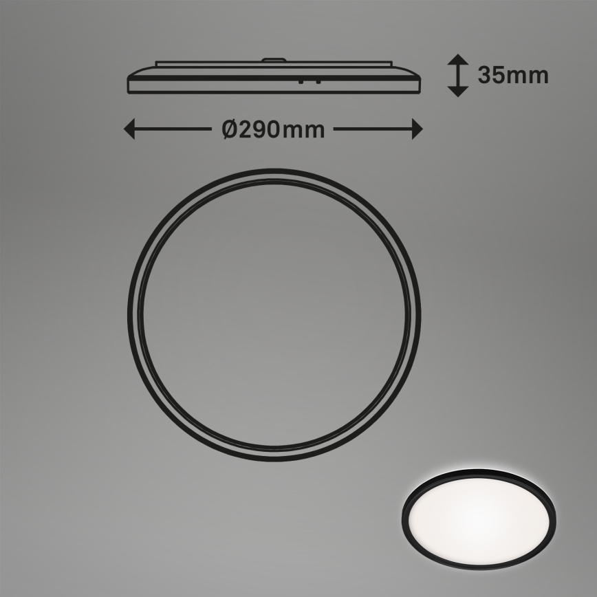 Briloner 3642-415 - LED plafonjera za kupatilo SLIM LED/19W/230V pr. 29 cm IP44 crno