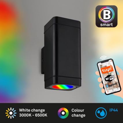 Briloner 3675-025 - LED RGBW Prigušiva spoljašnja zidna lampa 2xLED/8,5W/230V 3000-6500K Wi-Fi Tuya IP44 crno