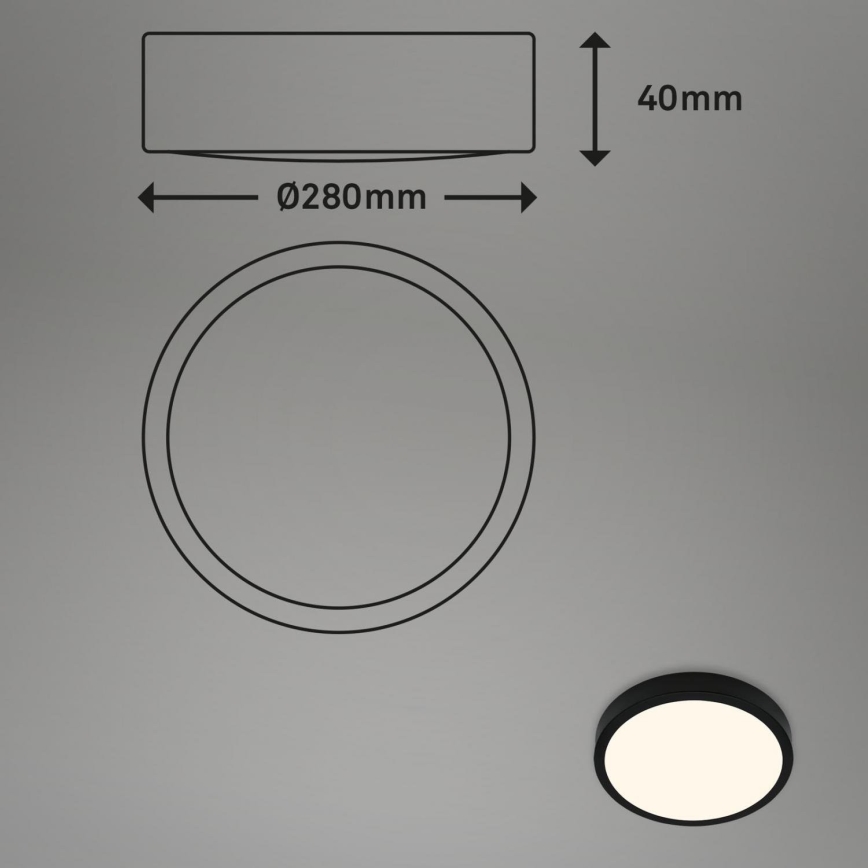 Briloner 3700-015 - LED Plafonjera RUNA LED/16W/230V 3000K pr. 28 cm crno