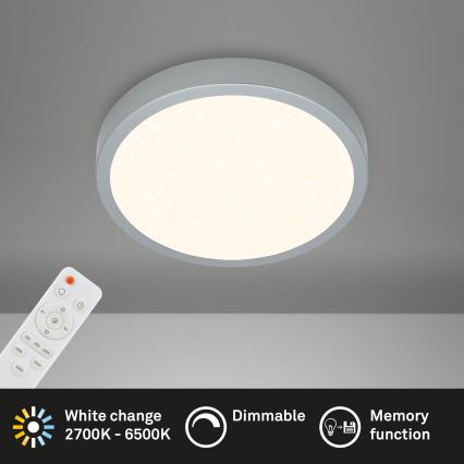 Briloner 3701-014 - LED Prigušiva plafonjera RUNA LED/18W/230V 2700-6500K srebrno + Daljinski upravljač