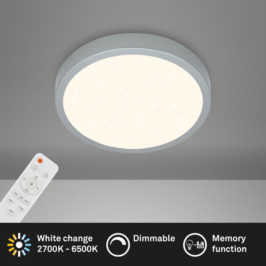 Briloner 3701-014 - LED Prigušiva plafonjera RUNA LED/18W/230V 2700-6500K srebrno + Daljinski upravljač