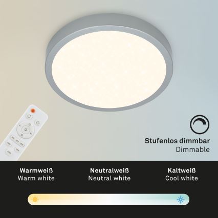 Briloner 3701-014 - LED Prigušiva plafonjera RUNA LED/18W/230V 2700-6500K srebrno + Daljinski upravljač