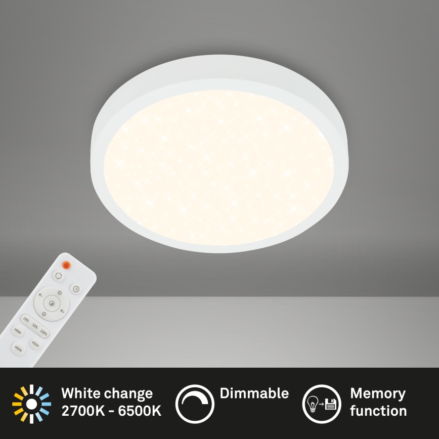 Briloner 3701-016 - LED Prigušiva plafonjera RUNA LED/18W/230V 2700-6500K bela + Daljinski upravljač