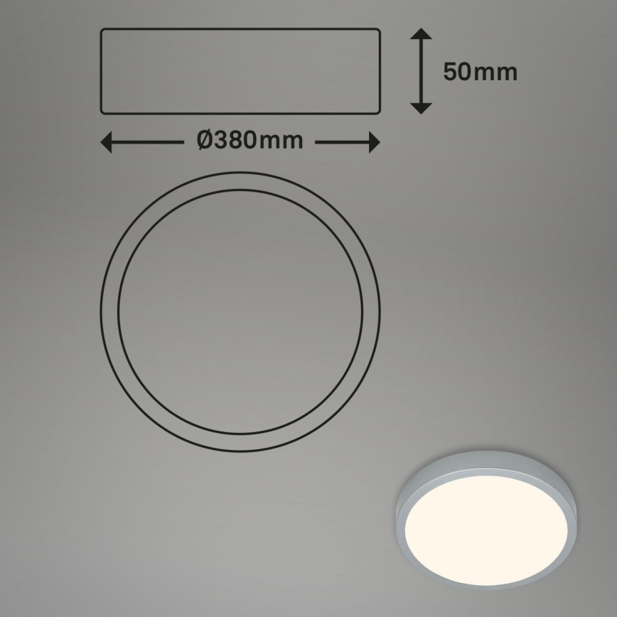 Briloner 3703-014 - LED Plafonjera RUNA LED/24W/230V 3000K pr. 38 cm srebrno