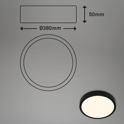 Briloner 3703-015 - LED plafonsko svetlo RUNA LED/24W/230V 3000K prečnik 38 cm crna