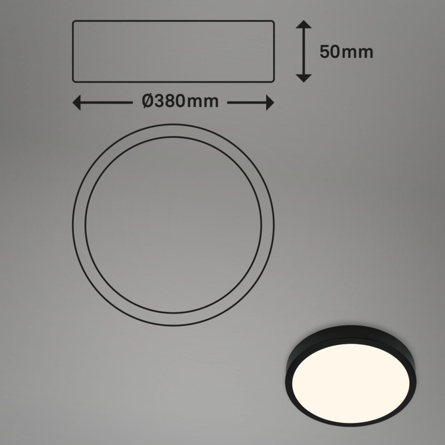 Briloner 3703-015 - LED plafonsko svetlo RUNA LED/24W/230V 3000K prečnik 38 cm crna
