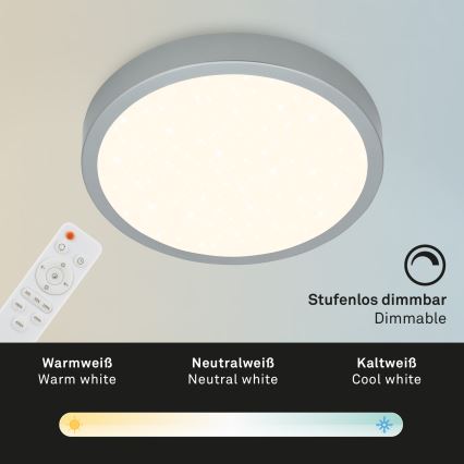 Briloner 3704-014-LED Prigušiva plafonjera RUNA LED/22W/230V 2700-6500K srebrno + Daljinski upravljač