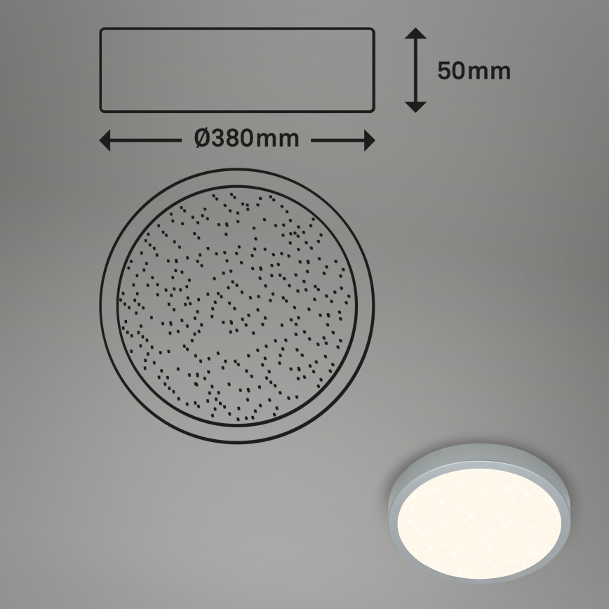 Briloner 3704-014-LED Prigušiva plafonjera RUNA LED/22W/230V 2700-6500K srebrno + Daljinski upravljač