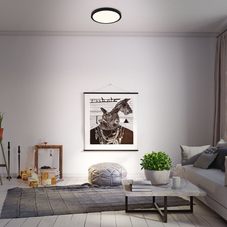 Briloner 3704-015 - LED Prigušiva plafonjera RUNA LED/22W/230V 2700-6500K crno + Daljinski upravljač