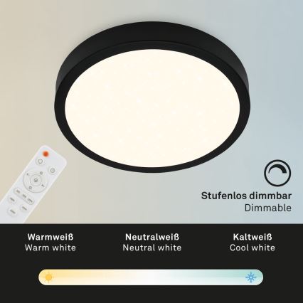 Briloner 3704-015 - LED Prigušiva plafonjera RUNA LED/22W/230V 2700-6500K crno + Daljinski upravljač