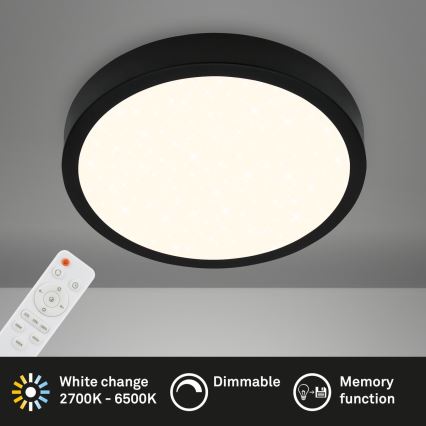 Briloner 3704-015 - LED Prigušiva plafonjera RUNA LED/22W/230V 2700-6500K crno + Daljinski upravljač