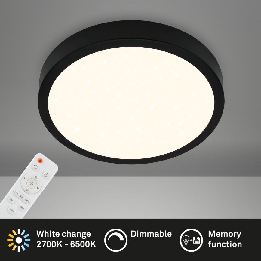 Briloner 3704-015 - LED Prigušiva plafonjera RUNA LED/22W/230V 2700-6500K crno + Daljinski upravljač