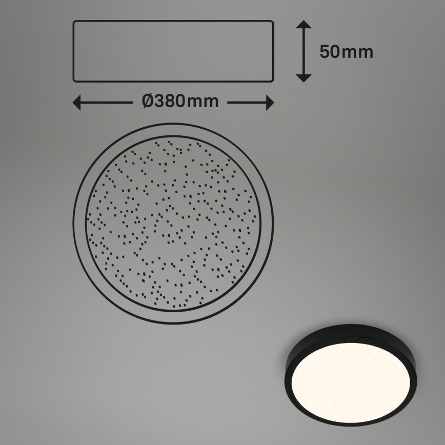 Briloner 3704-015 - LED Prigušiva plafonjera RUNA LED/22W/230V 2700-6500K crno + Daljinski upravljač
