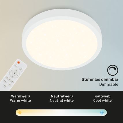 Briloner 3704-016 - LED Prigušiva plafonjera RUNA LED/22W/230V 2700-6500K bela + Daljinski upravljač
