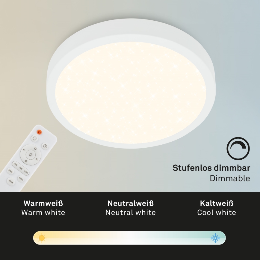 Briloner 3704-016 - LED Prigušiva plafonjera RUNA LED/22W/230V 2700-6500K bela + Daljinski upravljač