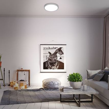 Briloner 3709-014 - LED RGBW Prigušiva plafonjera LED/22W/230V 4000K pr. 38 cm srebrno + Daljinski upravljač