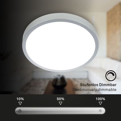 Briloner 3709-014 - LED RGBW Prigušiva plafonjera LED/22W/230V 4000K pr. 38 cm srebrno + Daljinski upravljač