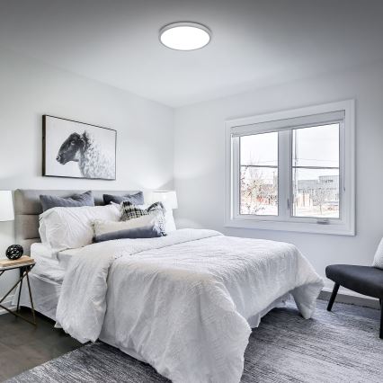 Briloner 3709-014 - prigušiva LED RGBW plafonska svetiljka LED/22W/230V 4000K prečnik 38 cm srebrna + daljinski upravljač