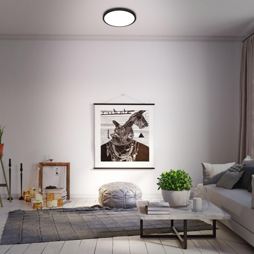 Briloner 3709-015 - LED RGBW Prigušiva plafonjera LED/22W/230V 4000K pr. 38 cm crno + Daljinski upravljač