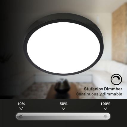 Briloner 3709-015 - LED RGBW Prigušiva plafonjera LED/22W/230V 4000K pr. 38 cm crno + Daljinski upravljač