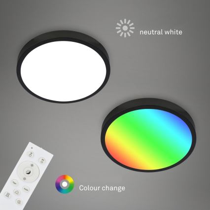 Briloner 3709-015 - LED RGBW Prigušiva plafonjera LED/22W/230V 4000K pr. 38 cm crno + Daljinski upravljač