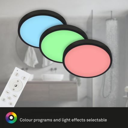 Briloner 3709-015 - LED RGBW prigušiva stropno svetlo LED/22W/230V 4000K, prečnik 38 cm, crna + daljinski upravljač