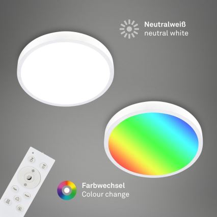 Briloner 3709-016 - LED RGBW Prigušiva plafonjera LED/22W/230V 4000K pr. 38 cm bela + Daljinski upravljač