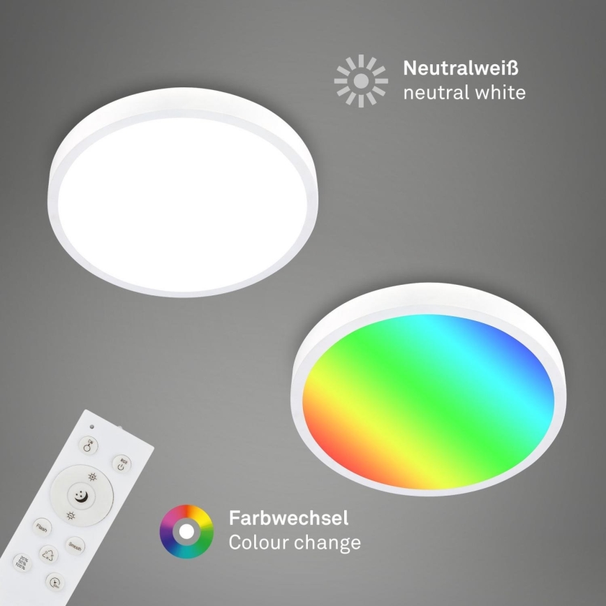 Briloner 3709-016 - LED RGBW Prigušiva plafonjera LED/22W/230V 4000K pr. 38 cm bela + Daljinski upravljač