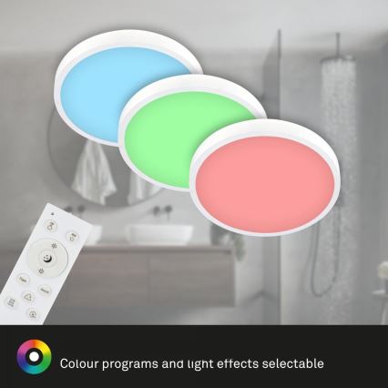 Briloner 3709-016 - LED RGBW prigušiva stropna svetiljka LED/22W/230V 4000K pr. 38 cm bela + daljinski upravljač